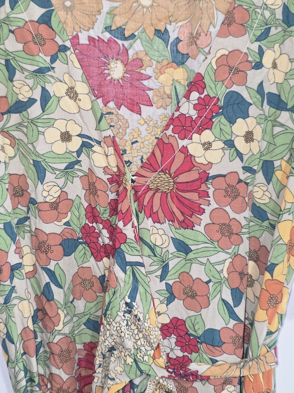 NATURAL LIFE Wrap Maxi Dress in Multi Floral Greens and Mustards Size M - Picture 5 of 5